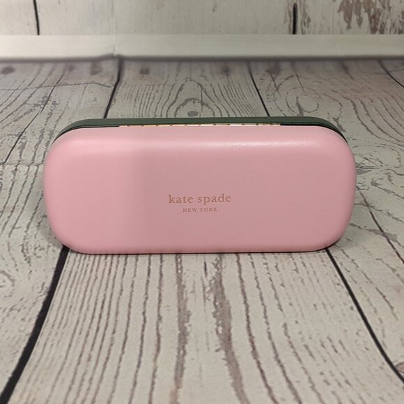 Kate Spade New York Eyeglass Sunglass Hard Case Pink Green With Cloth - Picture 6 of 11